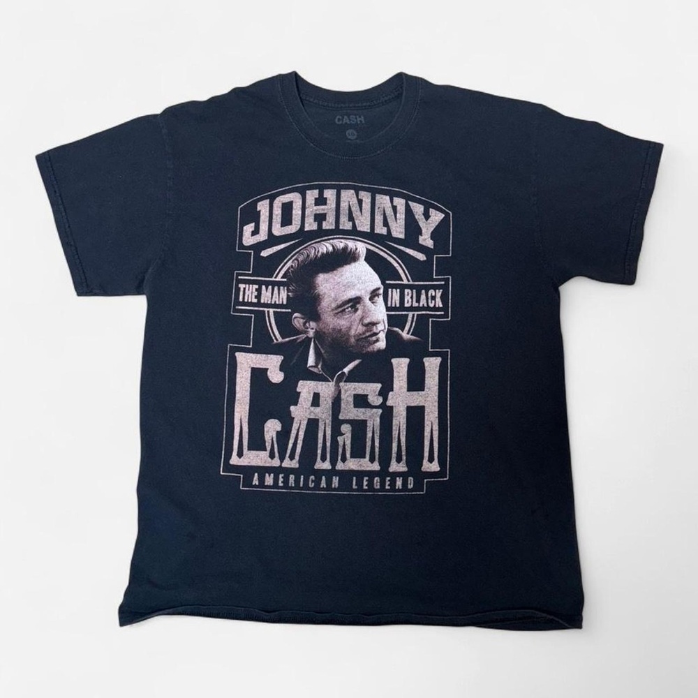 Johnny Cash Graphic Band Tee Black Vintage Style Unisex Large American Legend